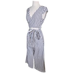 Lulus Blue Striped Crop Romper Jetset to Go Striped Jumpsuit Size Small